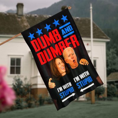 Dumb And Dumber I'm With Stupid Funny Biden Harris Outdoor House Flag - Anti Biden Home Garden Flag