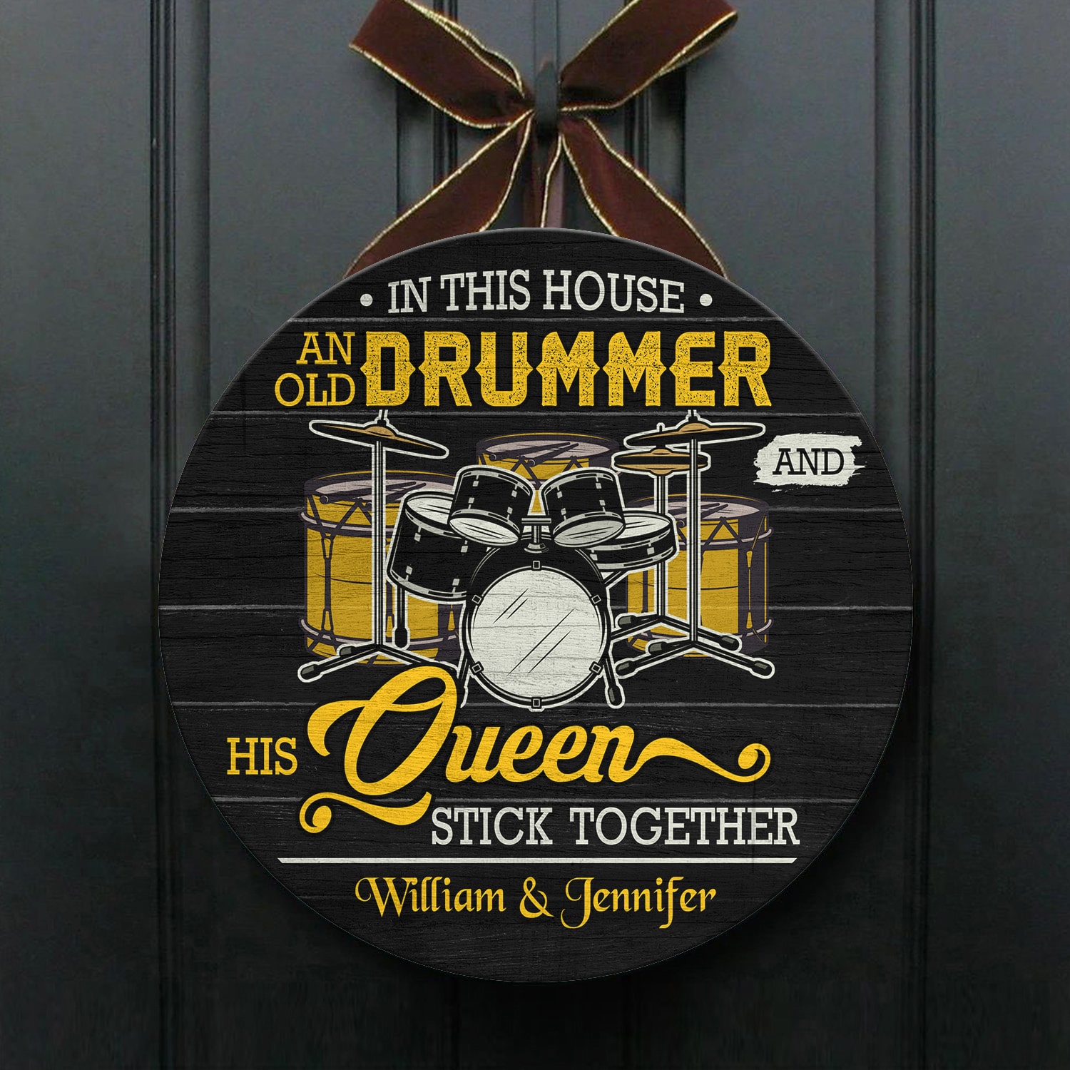 2Th. Old Dummer and His Queen - sample design Door Sign Mockup 1