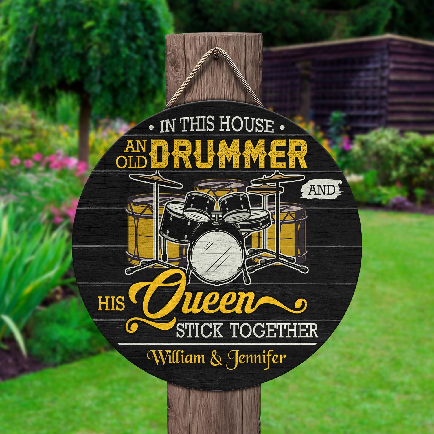 2Th. Old Dummer and His Queen - sample design Door Sign Mockup 2