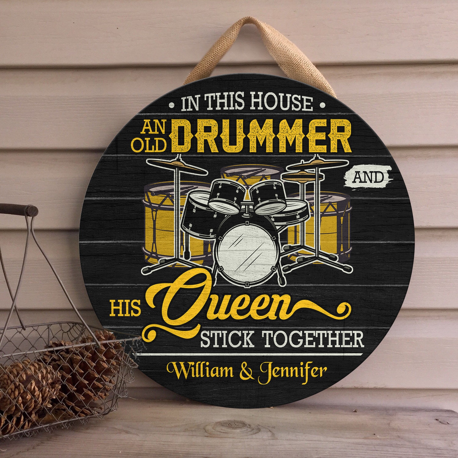 2Th. Old Dummer and His Queen - sample design Door Sign Mockup 4