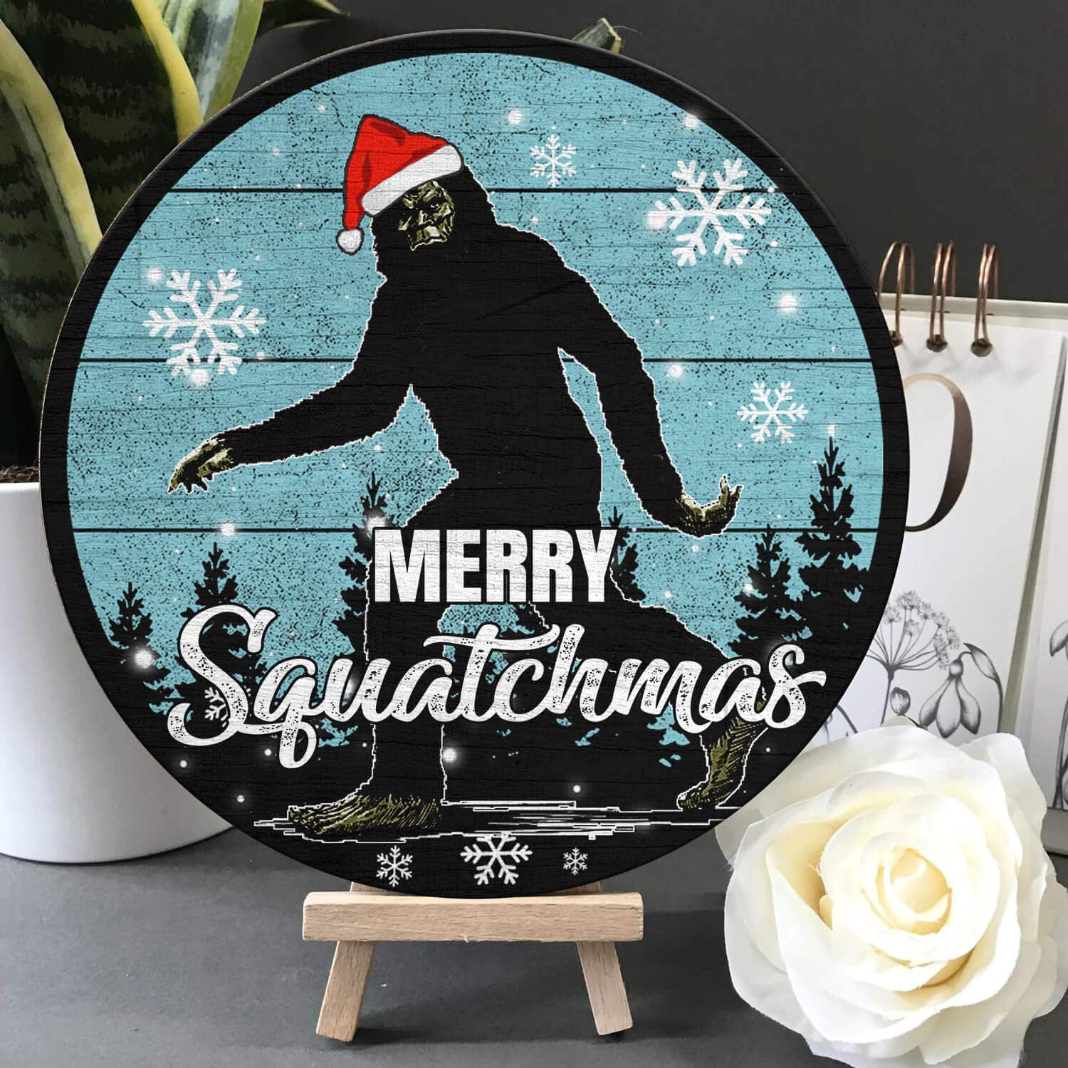 6TM. Merry Squatchmas - Doorsign Door Sign Mockup 5