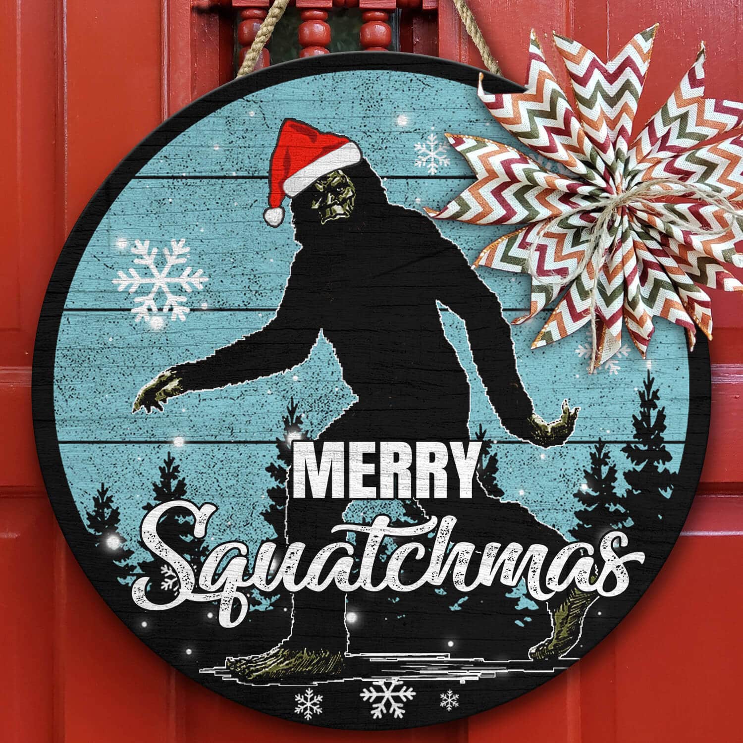 6TM. Merry Squatchmas - Doorsign Door Sign Mockup 10