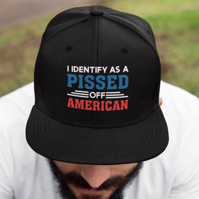 Alternative view of I Identify As A Pissed Off American Twill Cap - High-Profile Snapback Hat