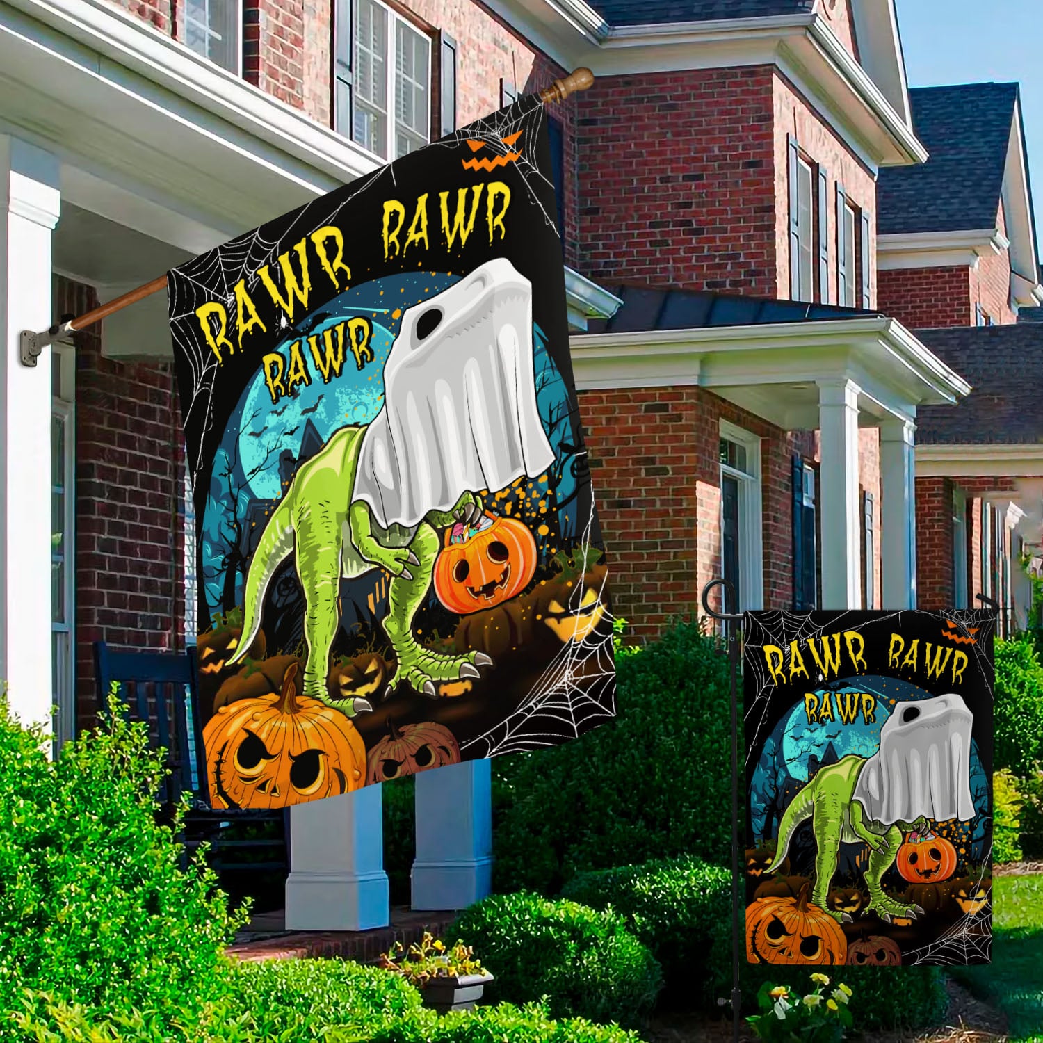 8BN. Rawr Halloween 30x40 Garden & House Mockup 2
