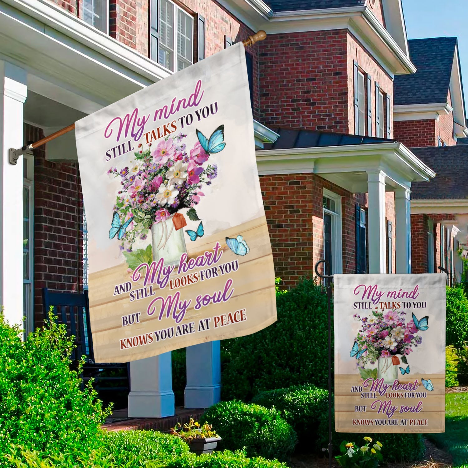 1BN. At Peace FLAG 30x40 Garden & House Mockup 2