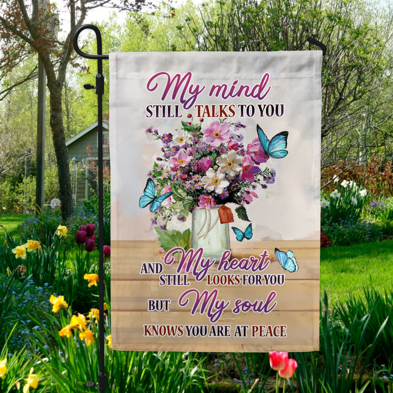 1BN. At Peace FLAG 30x40 Garden Flag Mockup 5