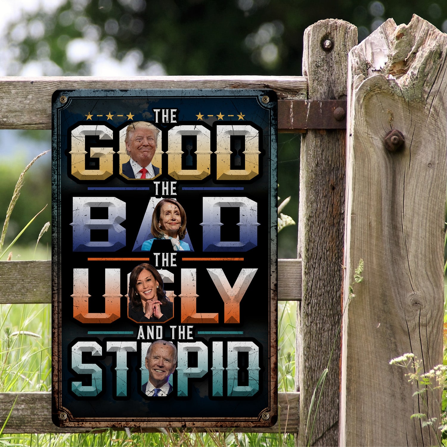 1NH. The Good The Bad 1 Metal Sign Mockup 2
