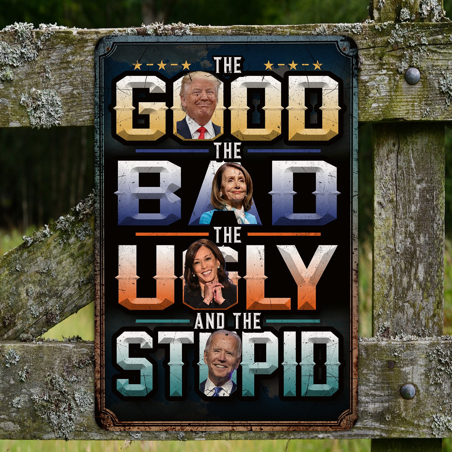 1NH. The Good The Bad 1 Metal Sign Mockup 4