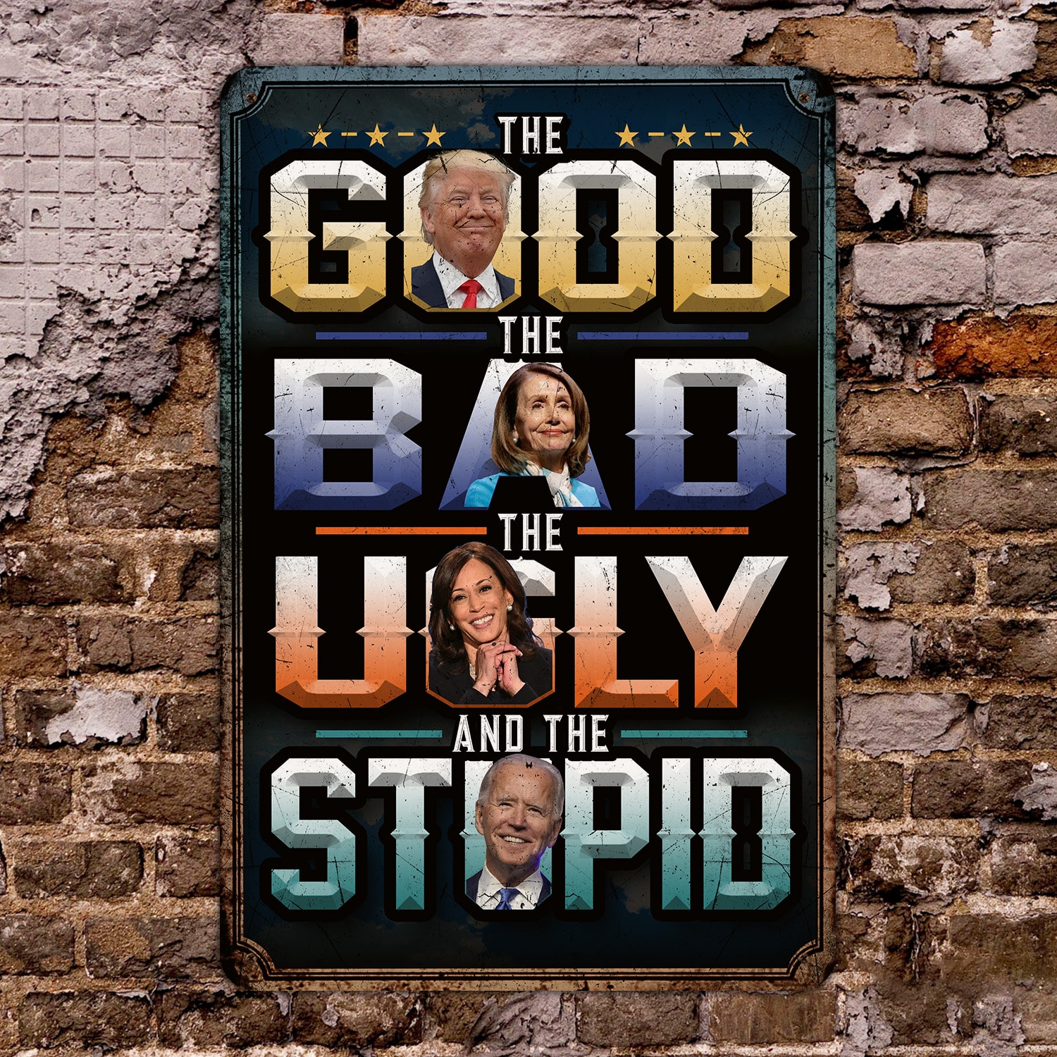 1NH. The Good The Bad 1 Metal Sign Mockup 8