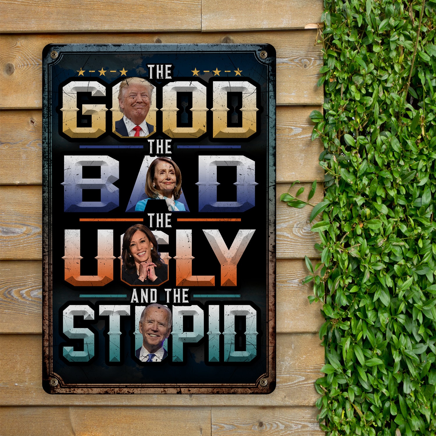 1NH. The Good The Bad 1 Metal Sign Mockup 11