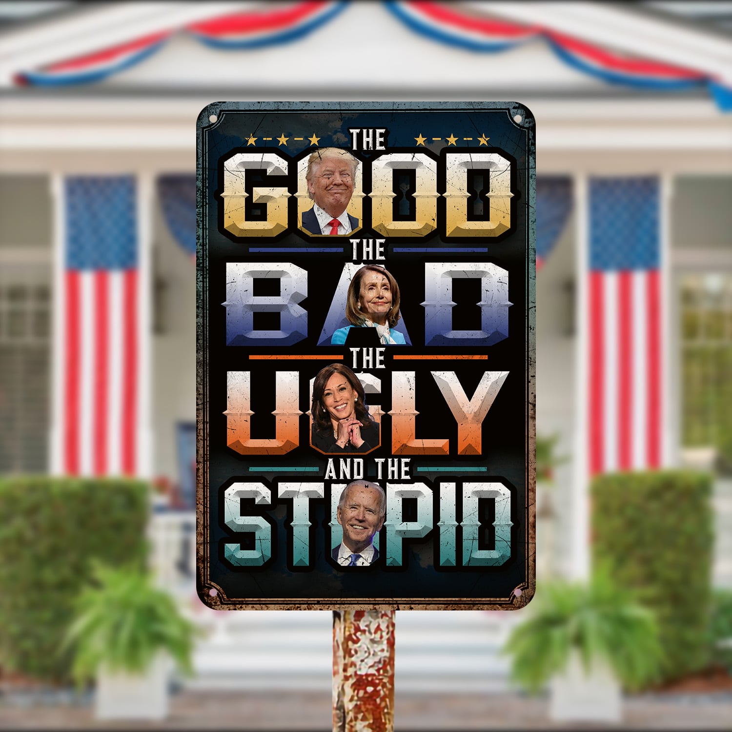 1NH. The Good The Bad 1 Metal Sign Mockup 13