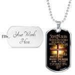 John 3:16 Bible Verse Scripture Christian Dog Tag Pendant Necklace