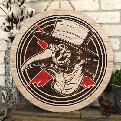 Vintage Plague Doctor Funny Decorative Wooden Door Sign - Front Porch Sign Indoor Outdoor Decor Farmhouse