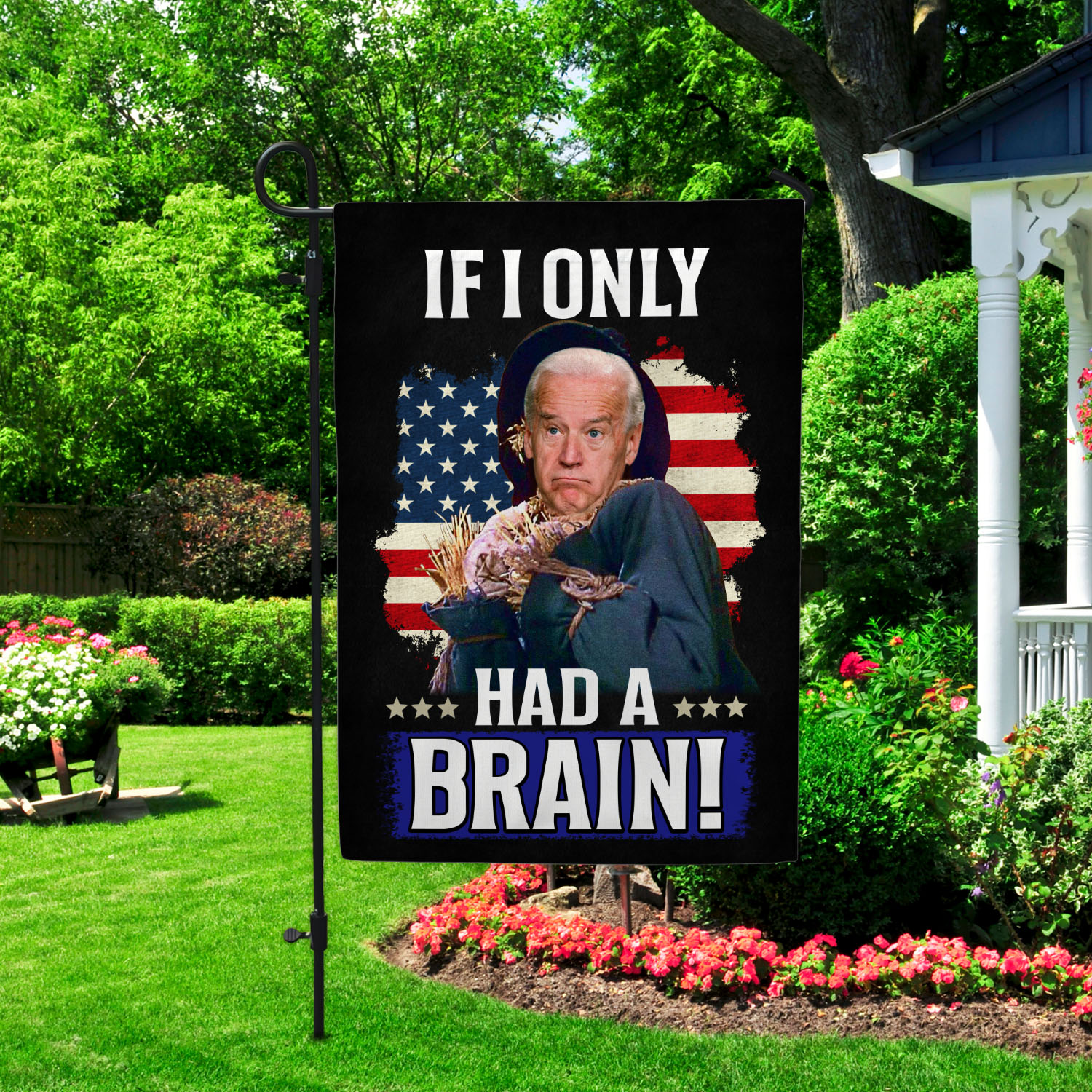 4VT. Had A Brain Biden Scarecrow flag Garden Flag Mockup 2