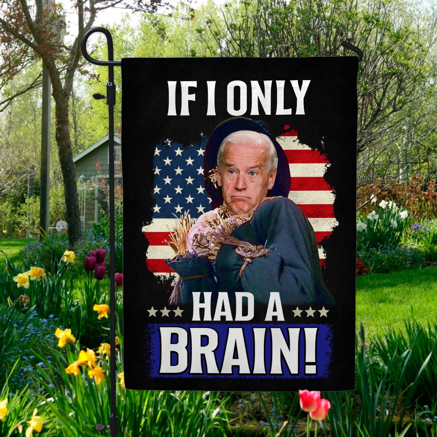 4VT. Had A Brain Biden Scarecrow flag Garden Flag Mockup 5