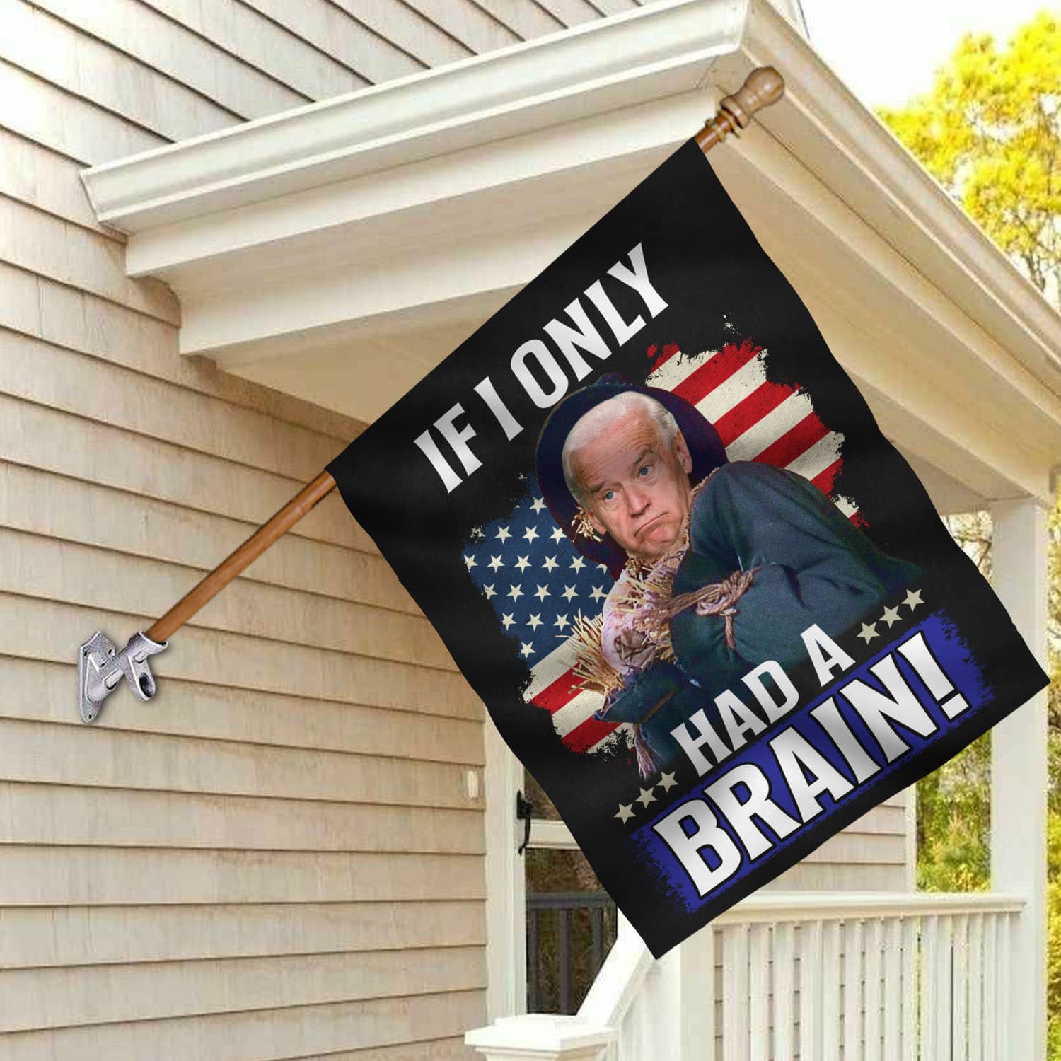 4VT. Had A Brain Biden Scarecrow flag House Flag Mockup 2