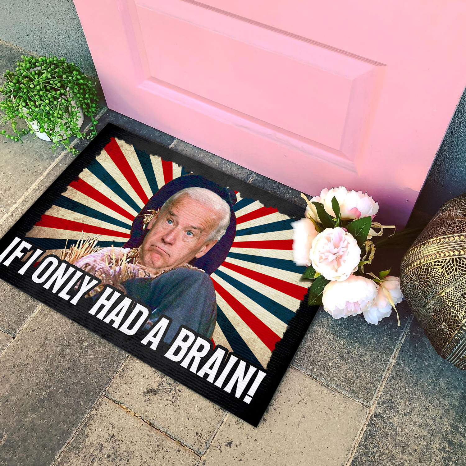 4VT. Had A Brain Biden Scarecrow doormat Doormat mockup 4