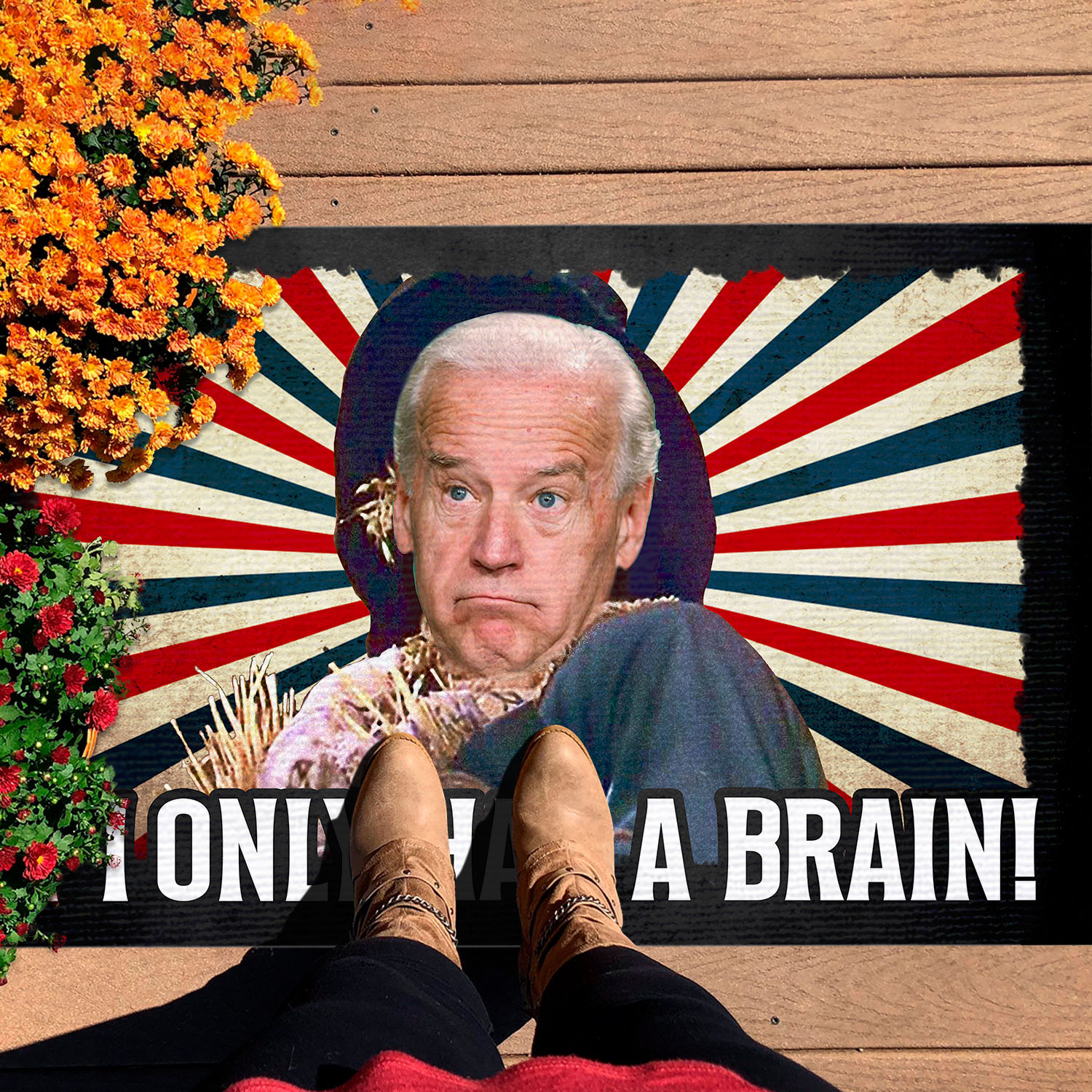 4VT. Had A Brain Biden Scarecrow doormat Doormat mockup 7