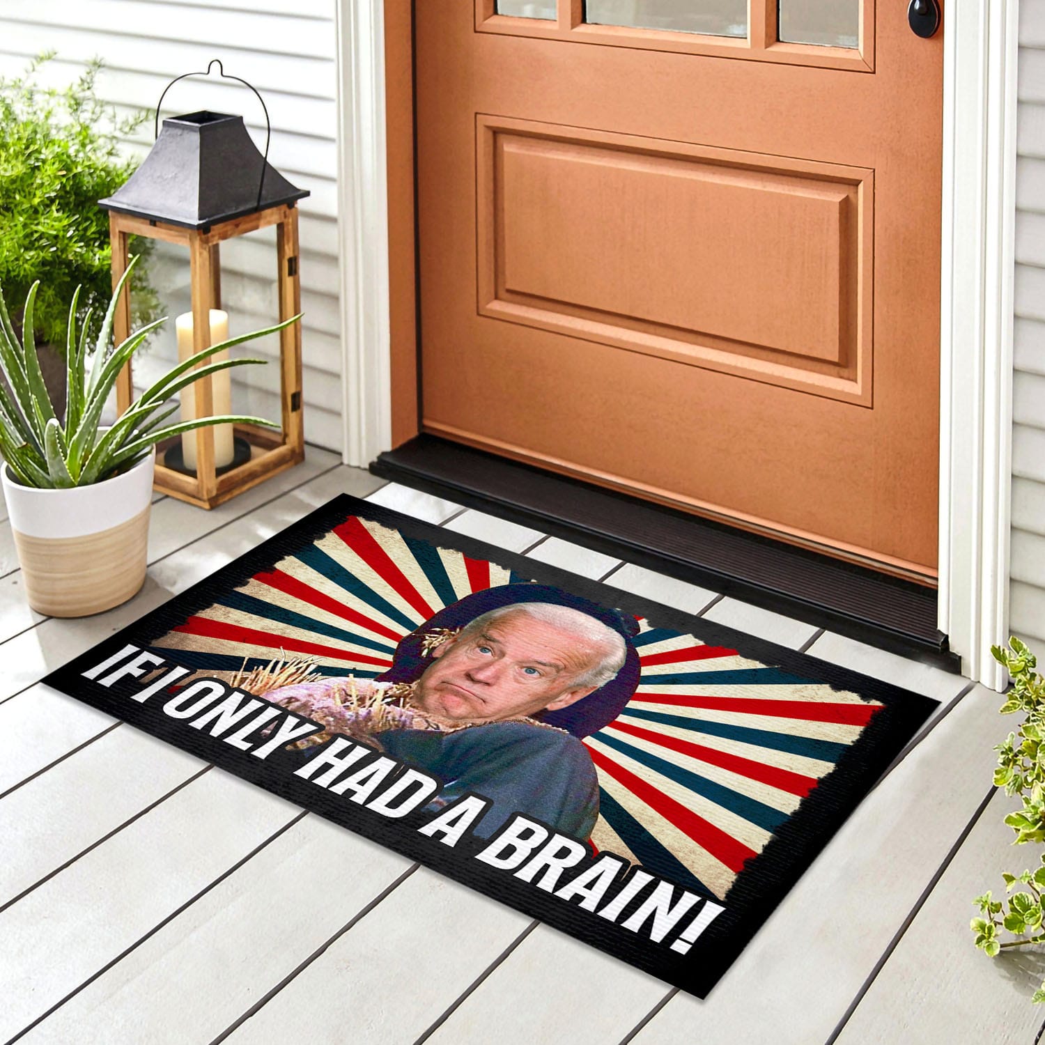 4VT. Had A Brain Biden Scarecrow doormat Doormat mockup 8