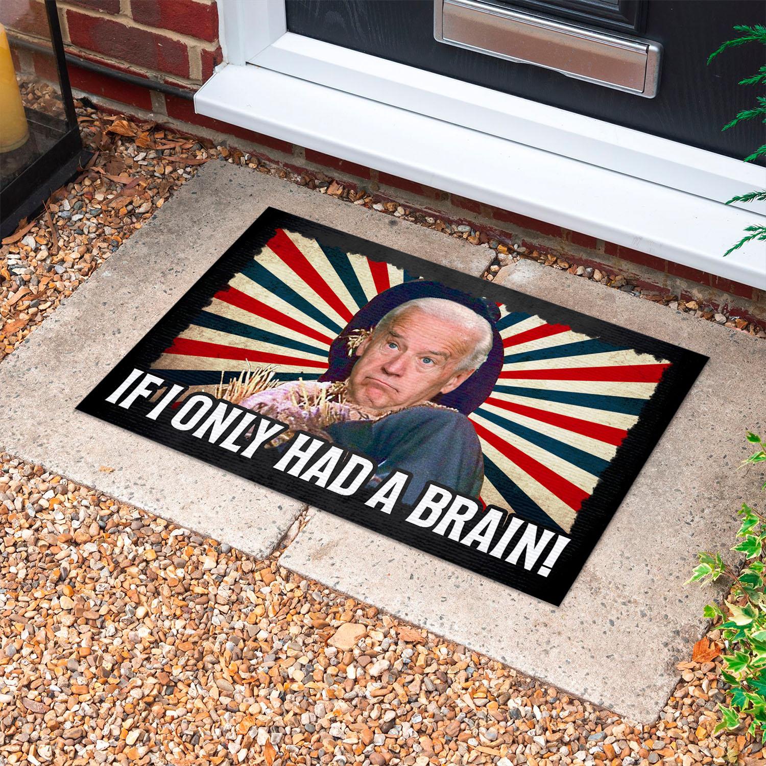 4VT. Had A Brain Biden Scarecrow doormat Doormat mockup 10