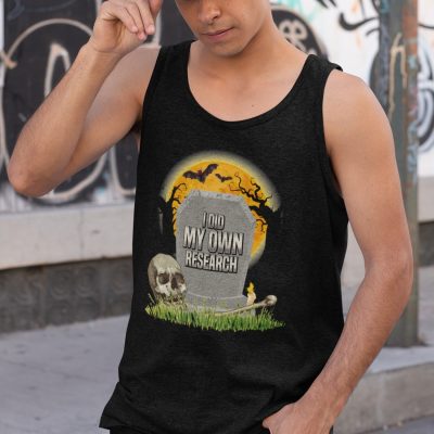 Alternative view of I Did My Own Research Gravestone Funny Retro Cotton Tank Top Tee - Ladies Racerback Tank