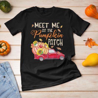 Alternative view of Meet Me At The Pumpkin Patch Funny Fall Sayings T-Shirt - V-Neck Shirt