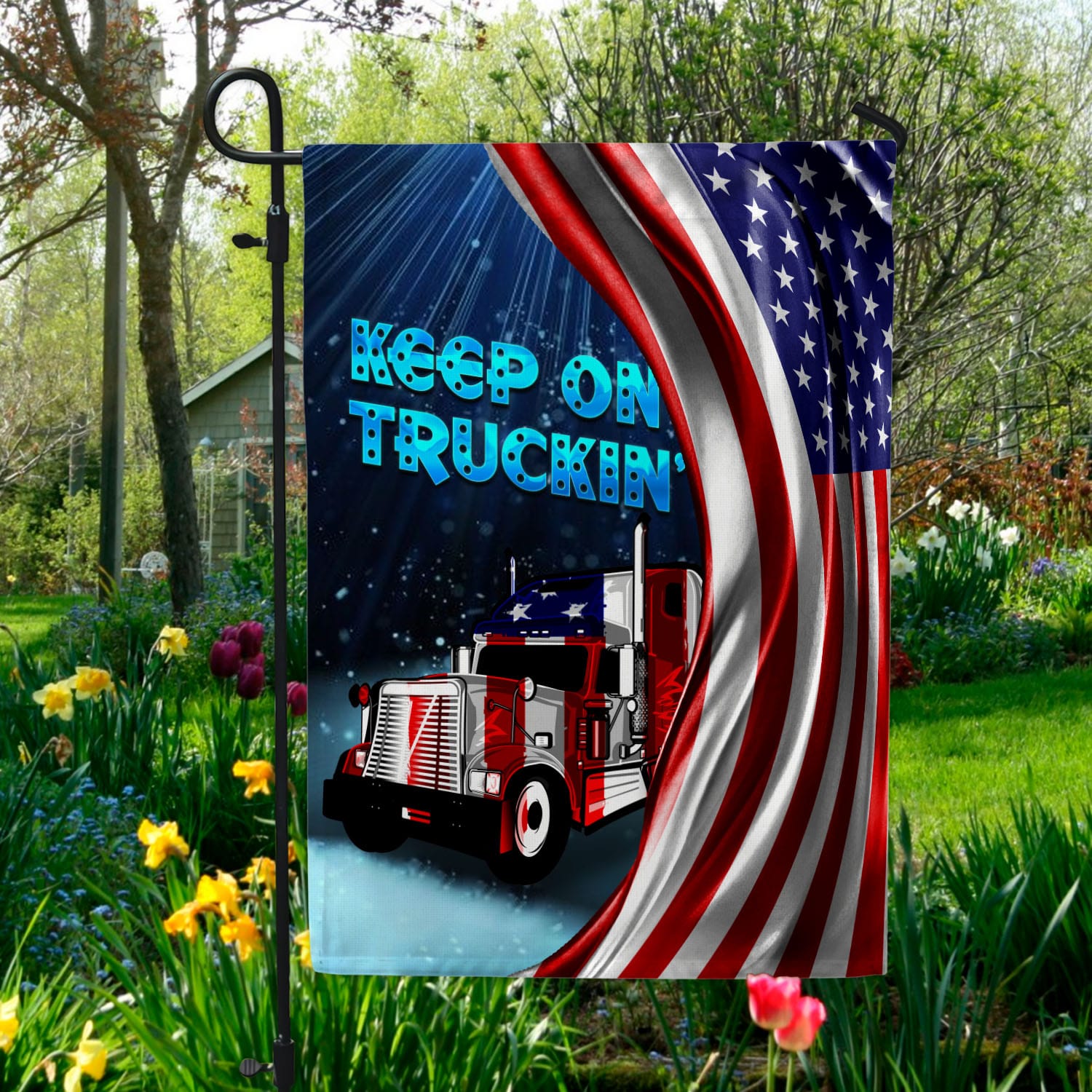 6BN. Keep On Truckin' 30x40 Garden Flag Mockup 5