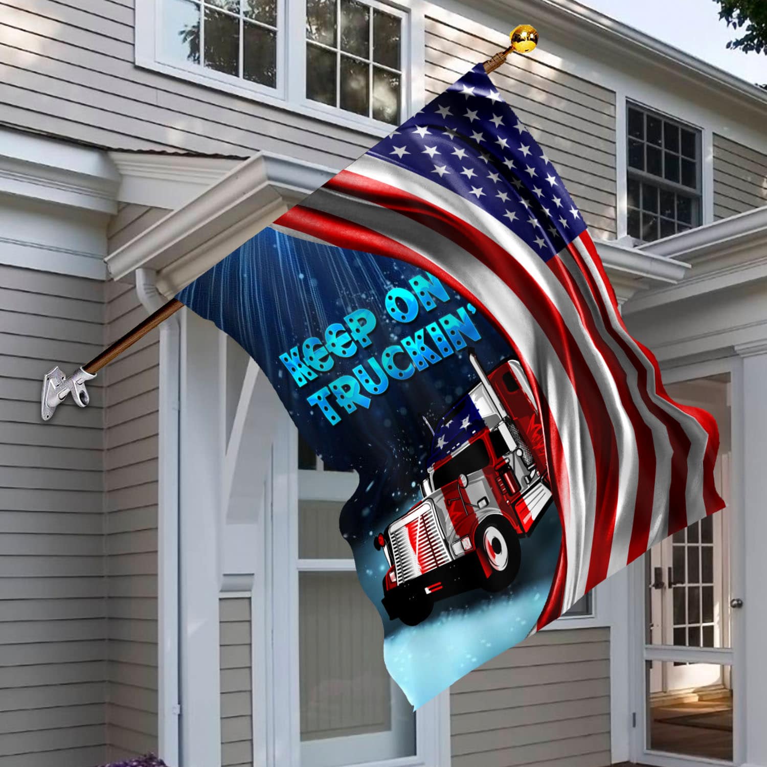 6BN. Keep On Truckin' 30x40 House Flag Mockup 6