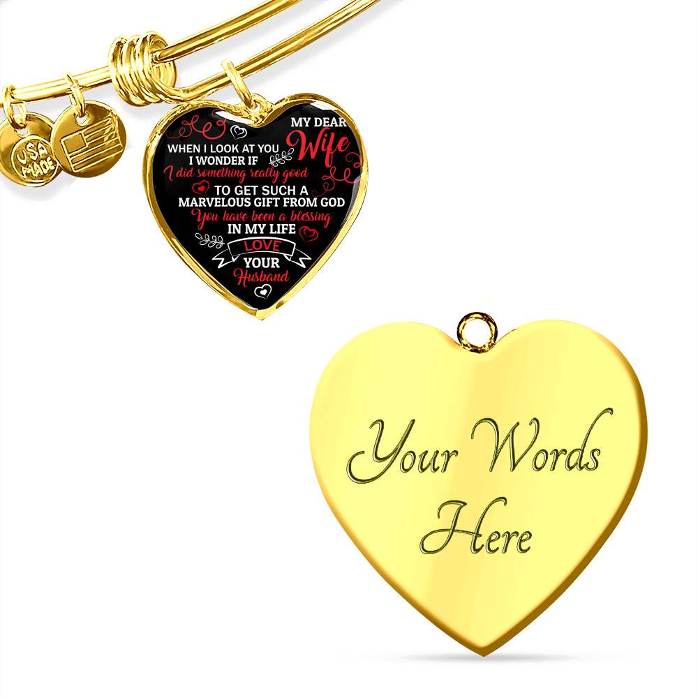My Dear Wife When I Look At You Heart Pendant Necklace - Wife Necklace From Husband - Wife Jewelry Gifts