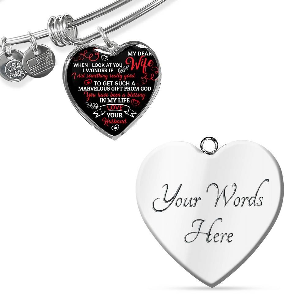 My Dear Wife When I Look At You Heart Pendant Necklace - Wife Necklace From Husband - Wife Jewelry Gifts