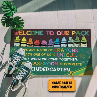 Alternative view of Custom Classroom Decor Welcome to Our Pack We Are a Box of Crayons Entrance Indoor Outdoor Decorative Doormat