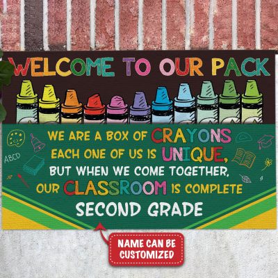 Custom Classroom Decor Welcome to Our Pack We Are a Box of Crayons Entrance Indoor Outdoor Decorative Doormat