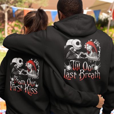 Alternative view of From Our First Kiss Till Our Last Breath Jack And Sally Print On Back Hoodie - Sweatshirt- Long Sleeve