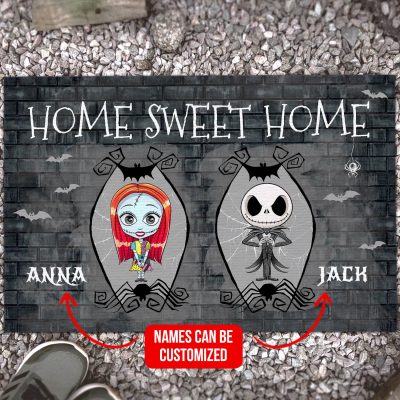 Jack And Sally Personalized Home Sweet Home Indoor Doormat - Personalized Nightmare Before Christmas Outdoor Doormat