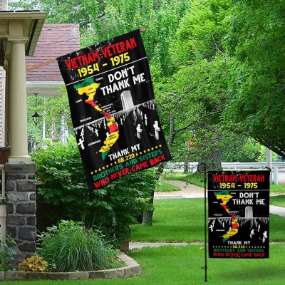 Alternative view of Vietnam Veteran 1955-1975 Don't Thank Me Thank My Brothers and Sisters Outdoor Garden Flag - House Flag - Wall Flag