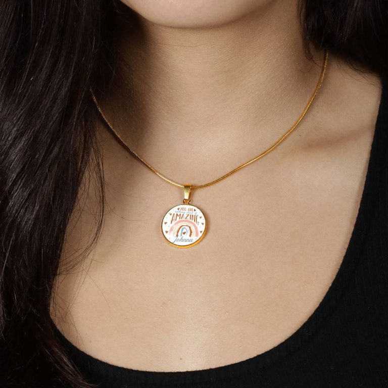 Personalized Name You Are Nothing Short of Amazing Rainbow Circle Pendant Necklace - Bangle