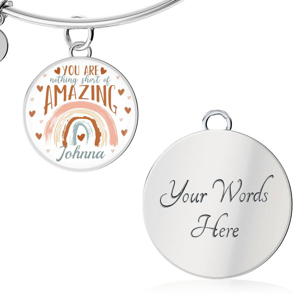 Personalized Name You Are Nothing Short of Amazing Rainbow Circle Pendant Necklace - Bangle Personalized Name You Are Nothing Short of Amazing Rainbow Circle Pendant Necklace - Bangle