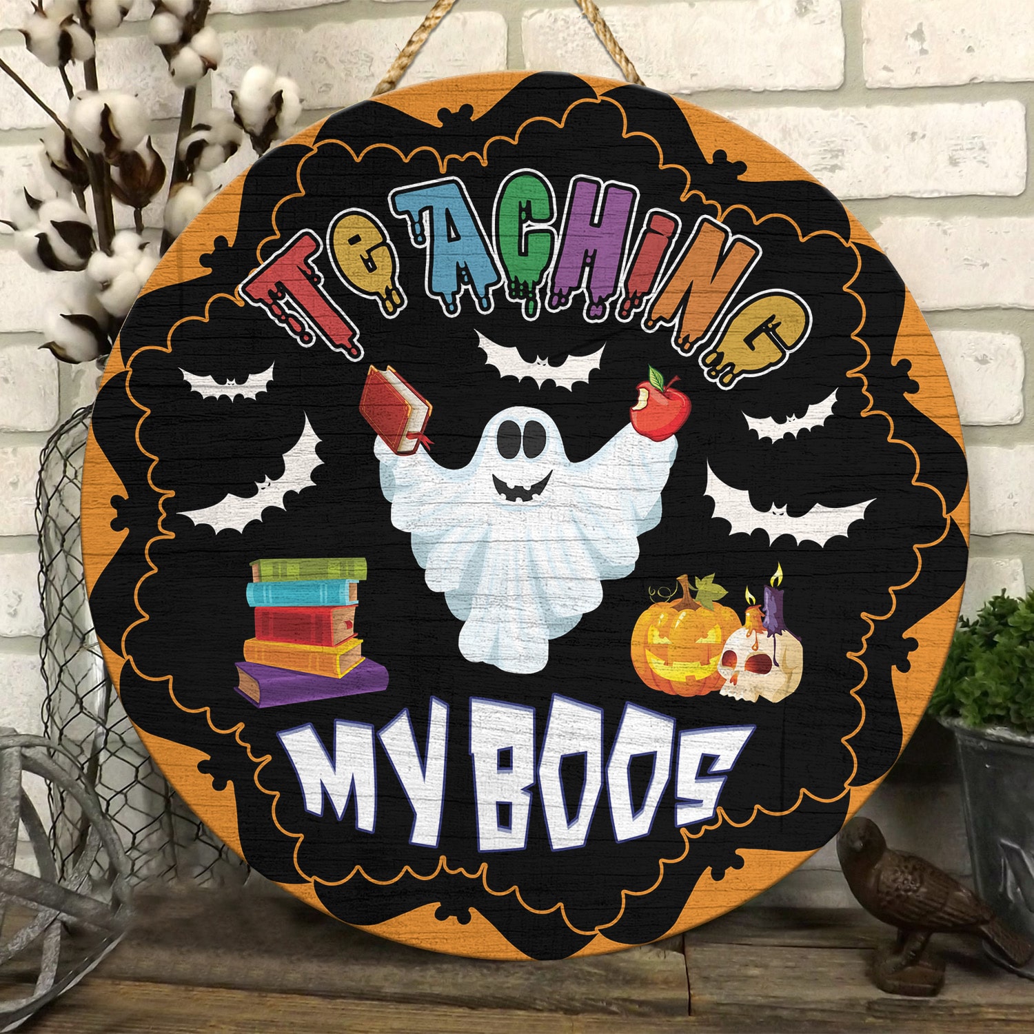 9Th. Teaching My Boo (circle doorsign) Door Sign Mockup 6