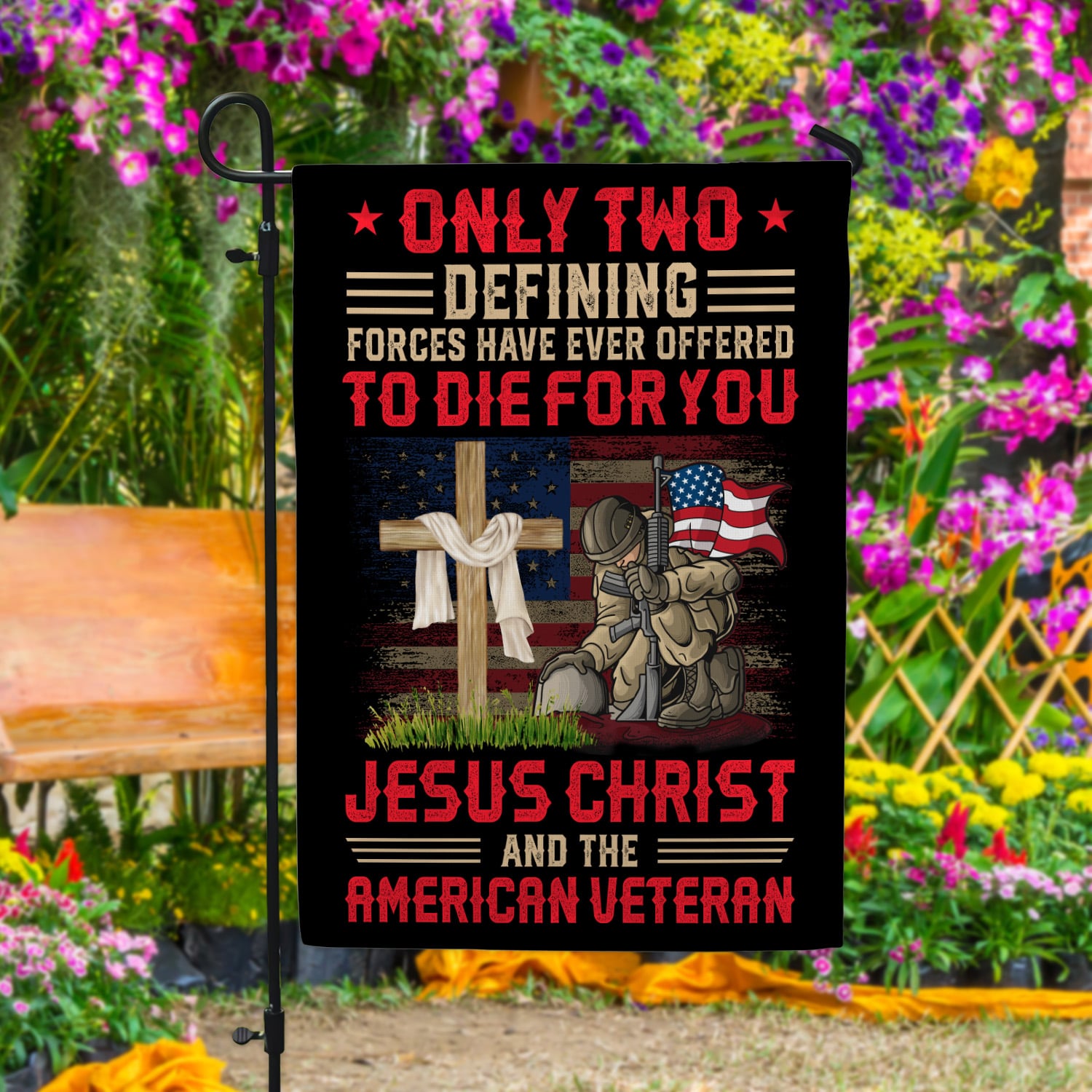 4Th. Offered To Die For You Garden Flag Mockup 4