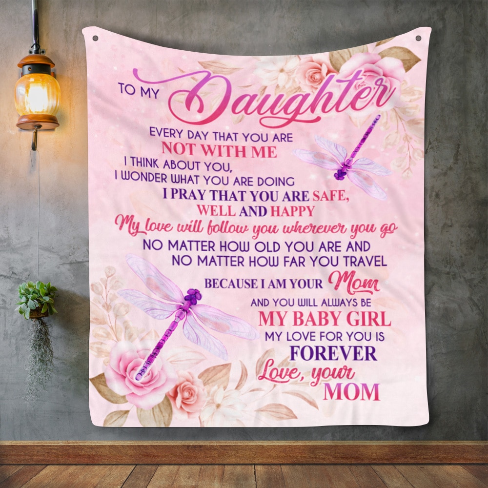 6. To My Daughter Everyday That You Are (dragonfly) Blanket Mockup 2