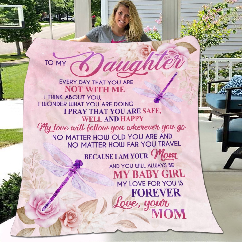 6. To My Daughter Everyday That You Are (dragonfly) Blanket Mockup 4