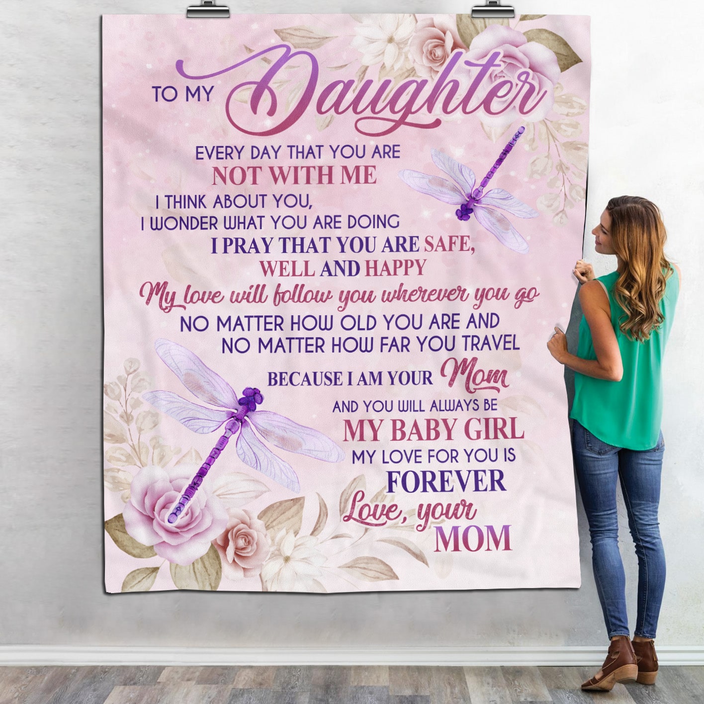 6. To My Daughter Everyday That You Are (dragonfly) Blanket Mockup 6