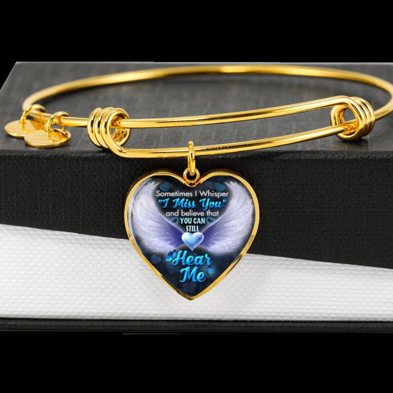 Sometimes I Whisper I Miss You and Believe that You Can Still Hear Me Sympathy Gifts Heart Pendant Necklace - Bangle