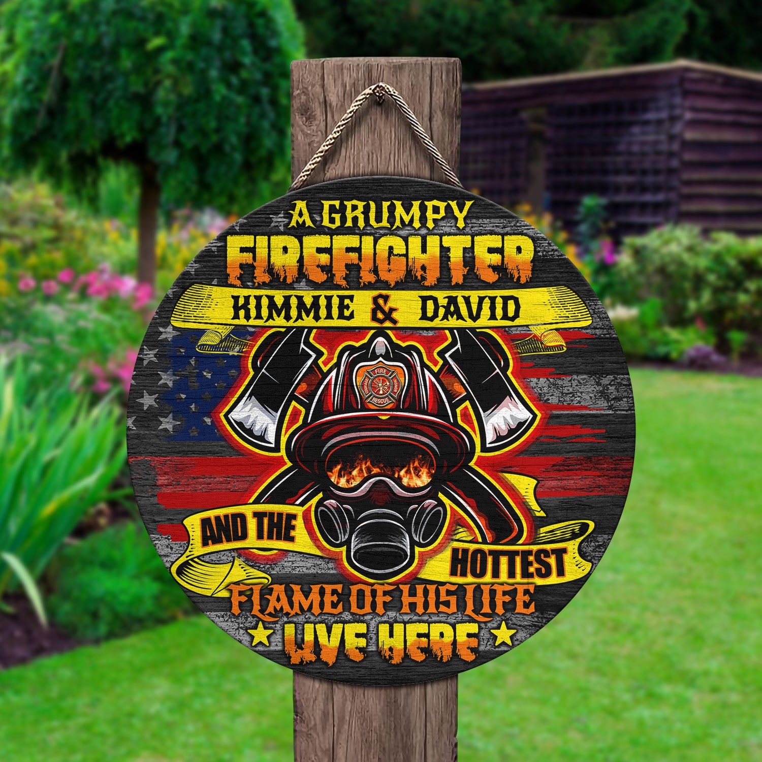 5VT. A Grumpy Firefighter Sign (Sample Design) Door Sign Mockup 2