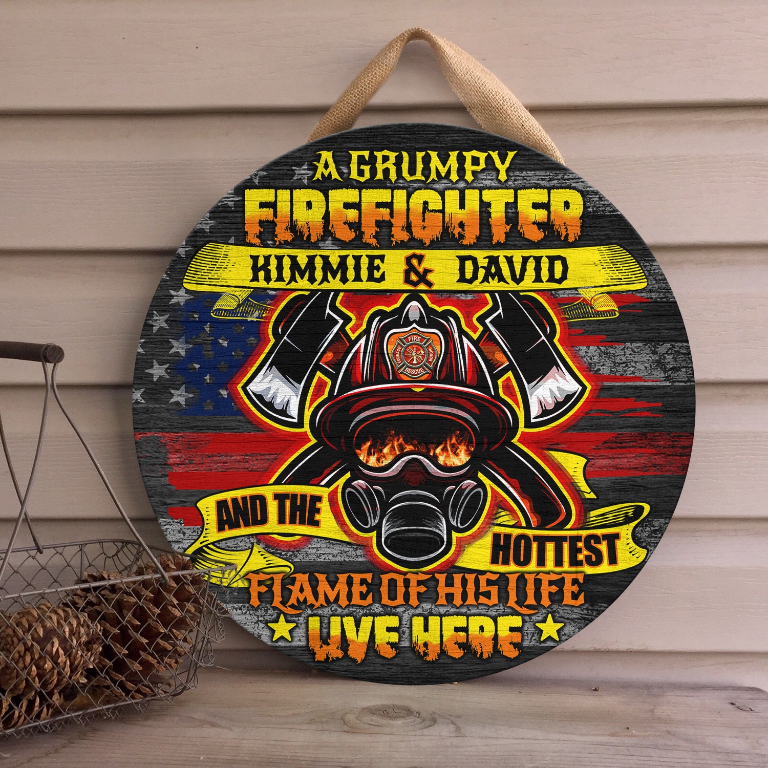 5VT. A Grumpy Firefighter Sign (Sample Design) Door Sign Mockup 4