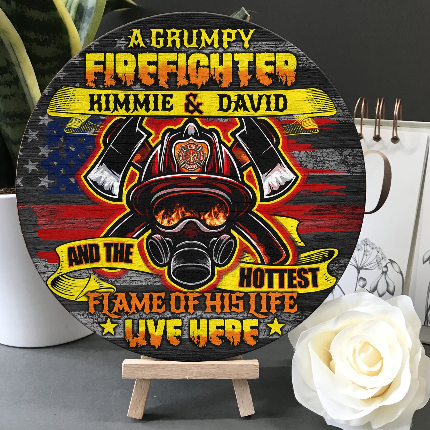 5VT. A Grumpy Firefighter Sign (Sample Design) Door Sign Mockup 5