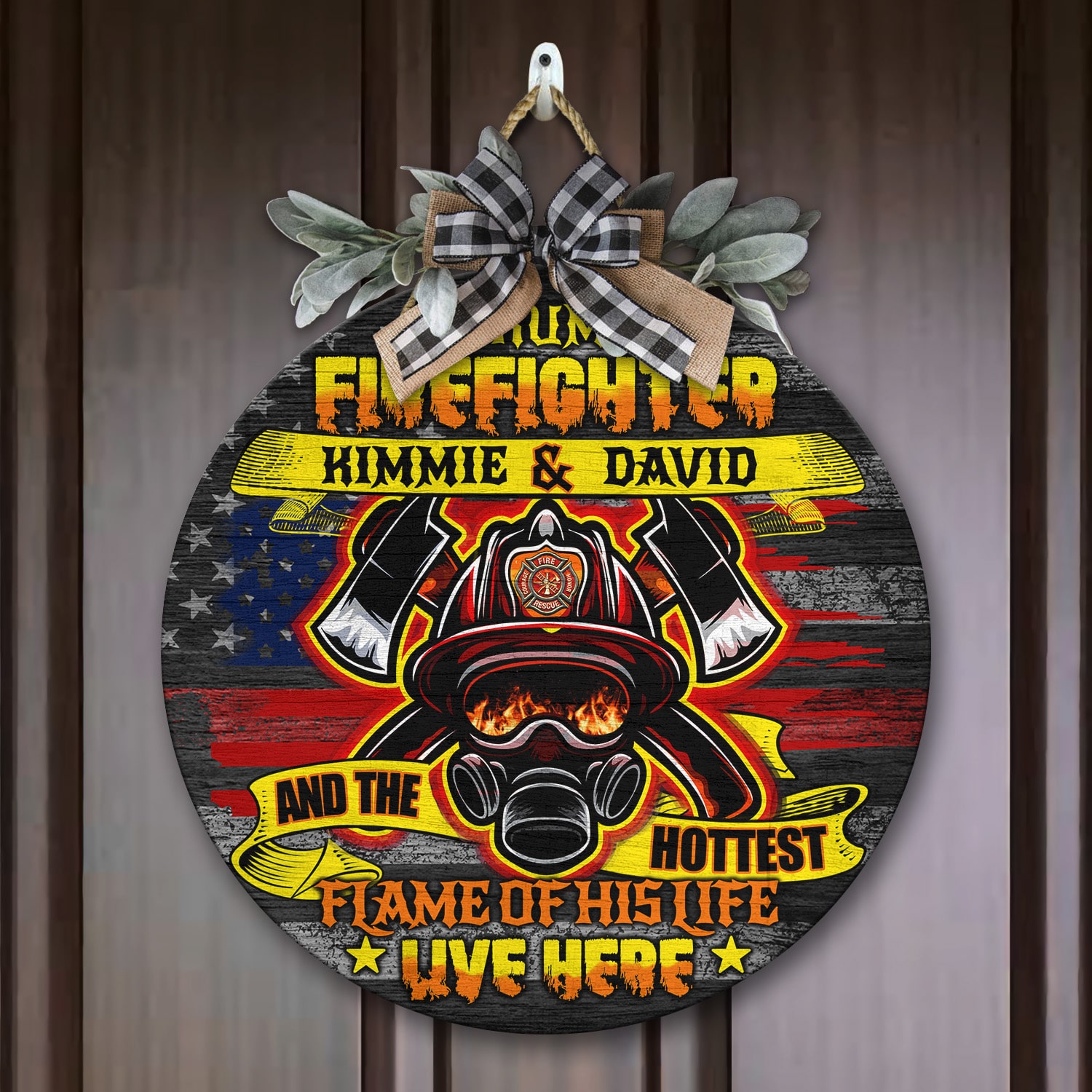 5VT. A Grumpy Firefighter Sign (Sample Design) Door Sign Mockup 7