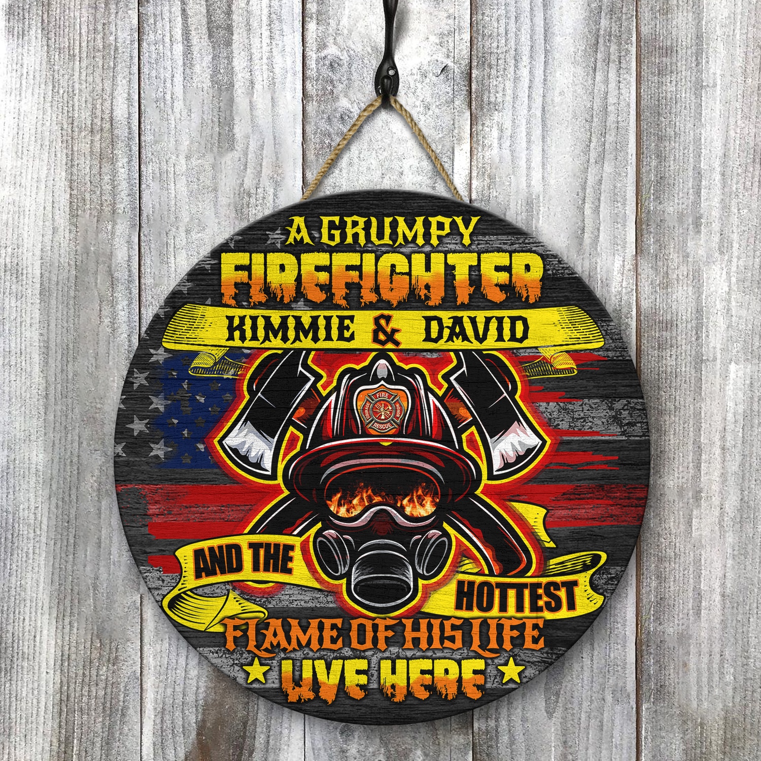 5VT. A Grumpy Firefighter Sign (Sample Design) Door Sign Mockup 8