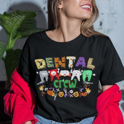 Alternative view of Dental Crew Funny Halloween T-Shirt - V-Neck Shirt - Halloween Gift for Dentist