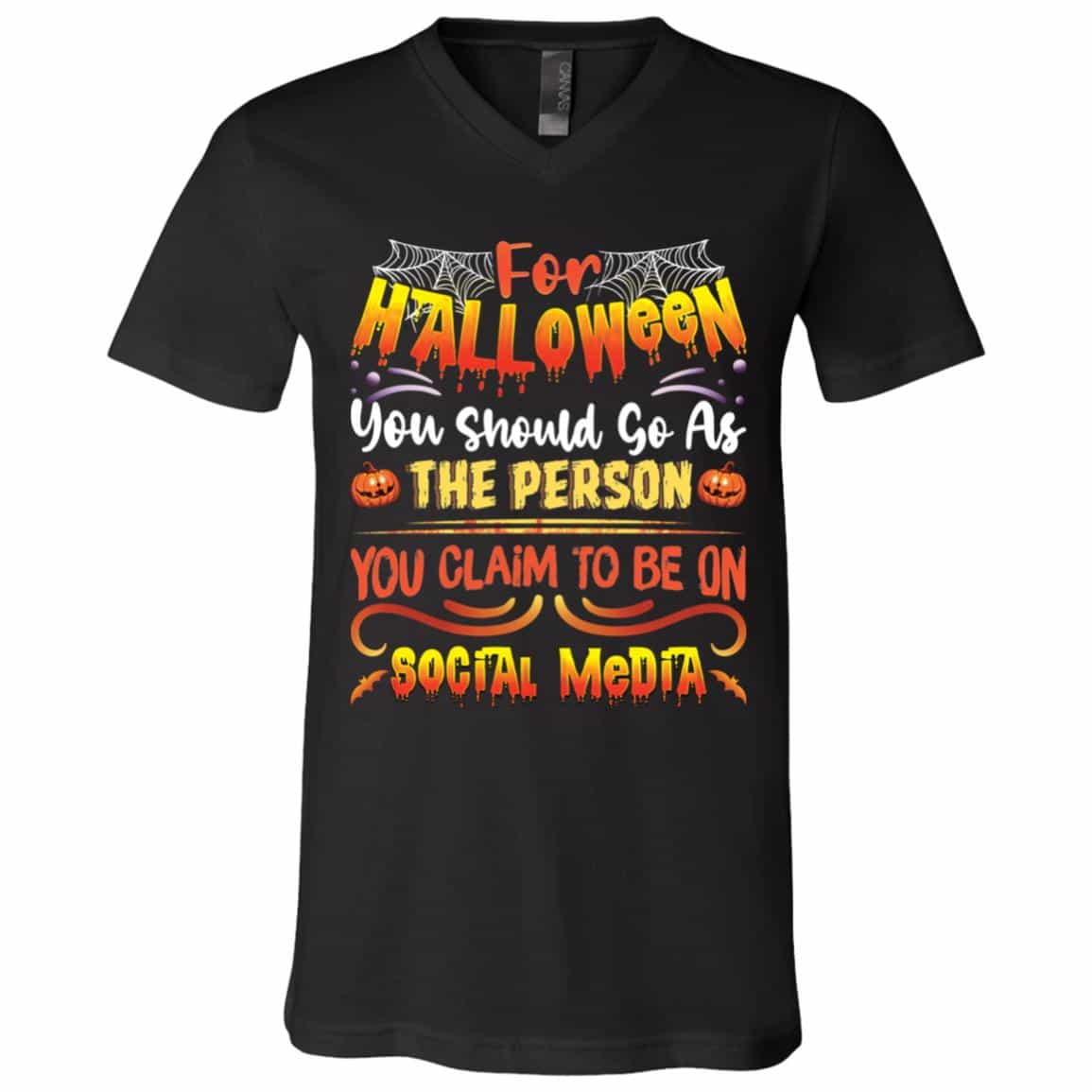 2Th. Halloween The Person You Claim, Black, V-Neck T-Shirt
